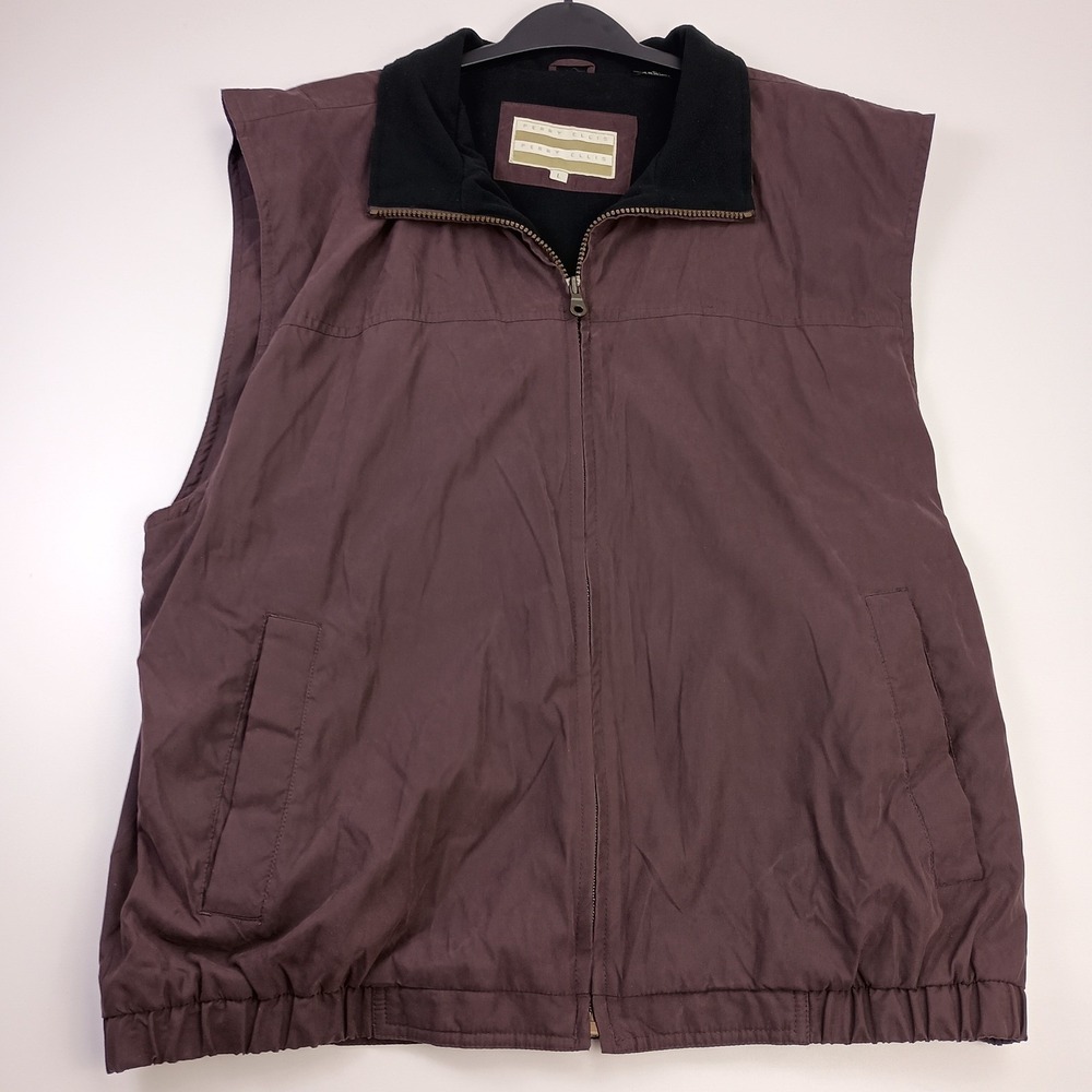 Perry Ellis Mens Large Brown Fleece Lined Full Zip Vest‎